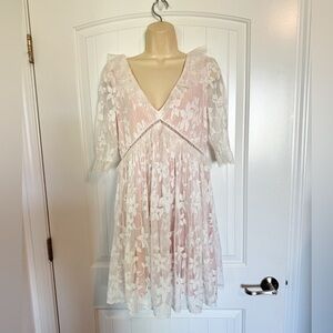 Topshop white lace romantic boho regencycore dress size US 8